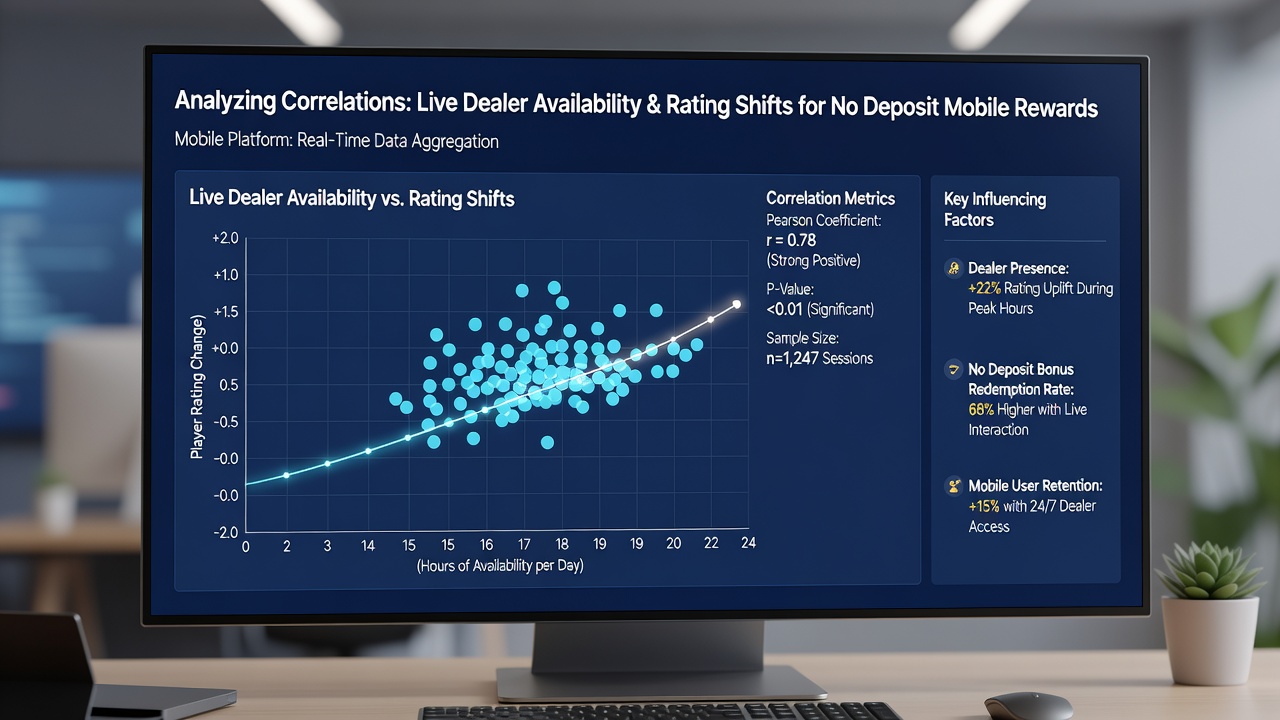 Data visualization charts displaying correlations between live dealer hours and mobile reward ratings over time