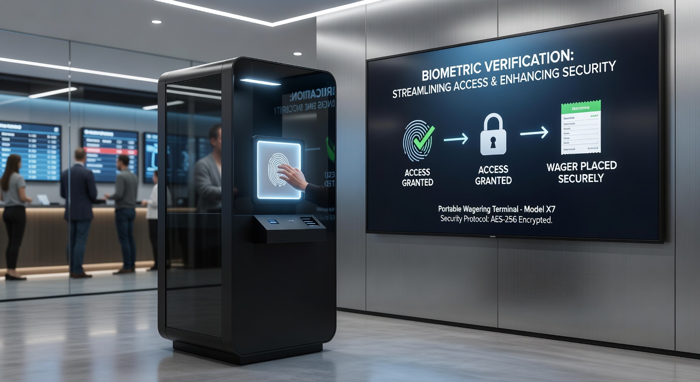 Close-up of a tablet screen showing secure biometric authentication during a live mobile betting session