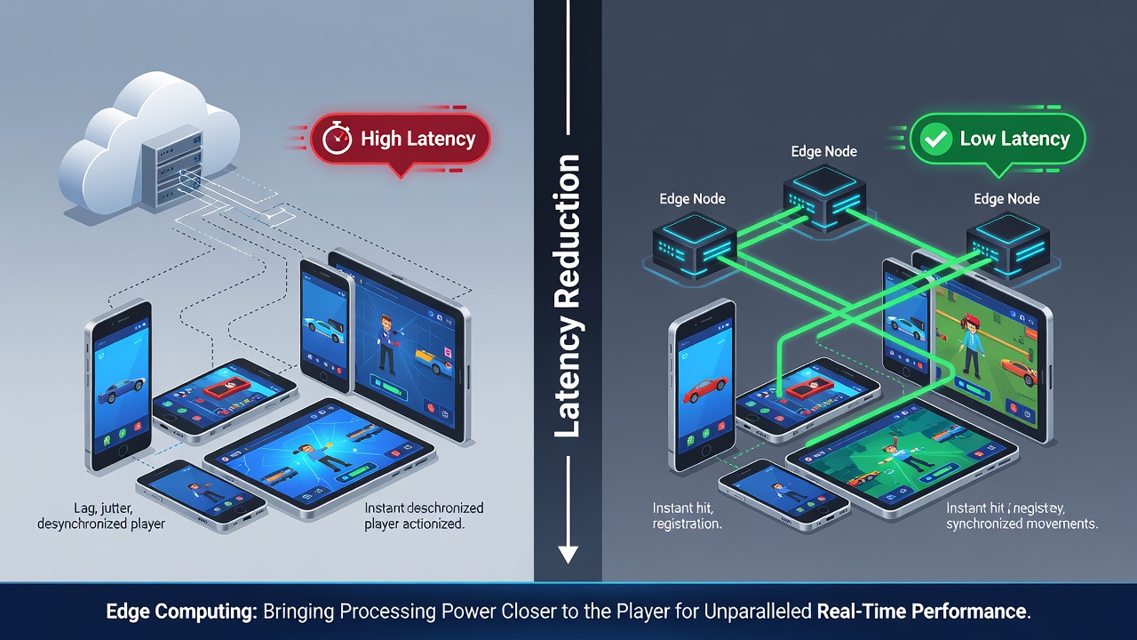 Mobile devices connected through edge servers during casino gameplay
