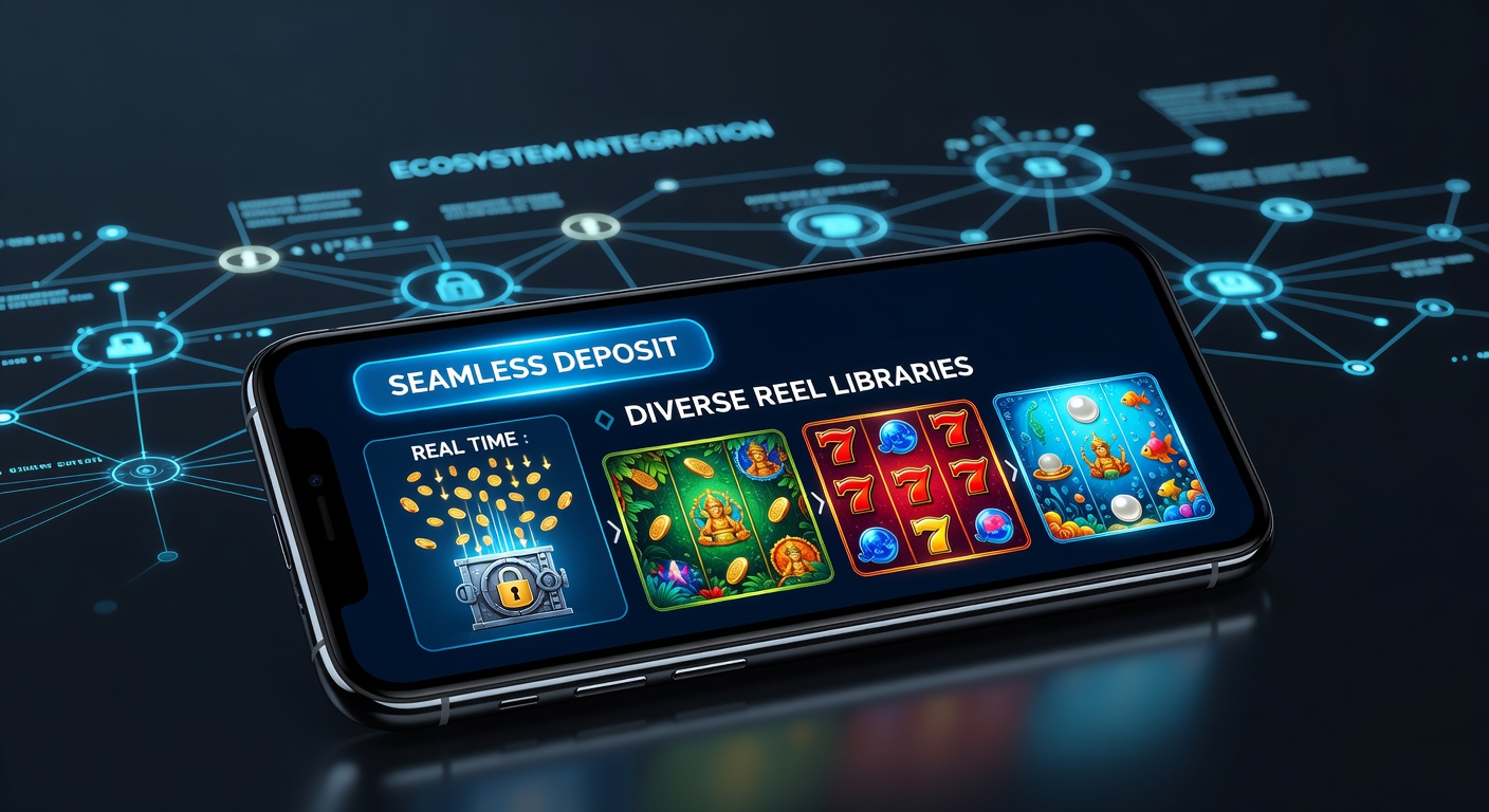 Smartphone displaying casino app interface with deposit options and slot game reels